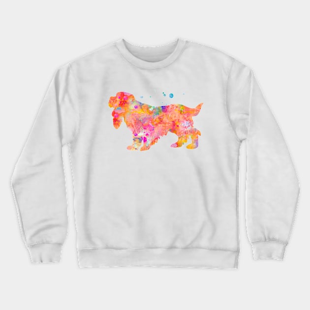 Colorful Cocker Spaniel Watercolor Painting Crewneck Sweatshirt by Miao Miao Design